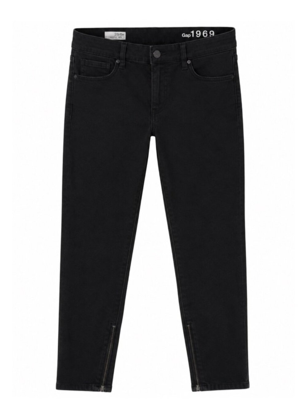 Gap 1969 Black Legging Jeans With Ankle Zippers Petite 28/6P